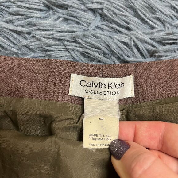 Calvin Klein Collection Wool Skirt Size M Tan Coffee Brown Color - Picture 2 of 7